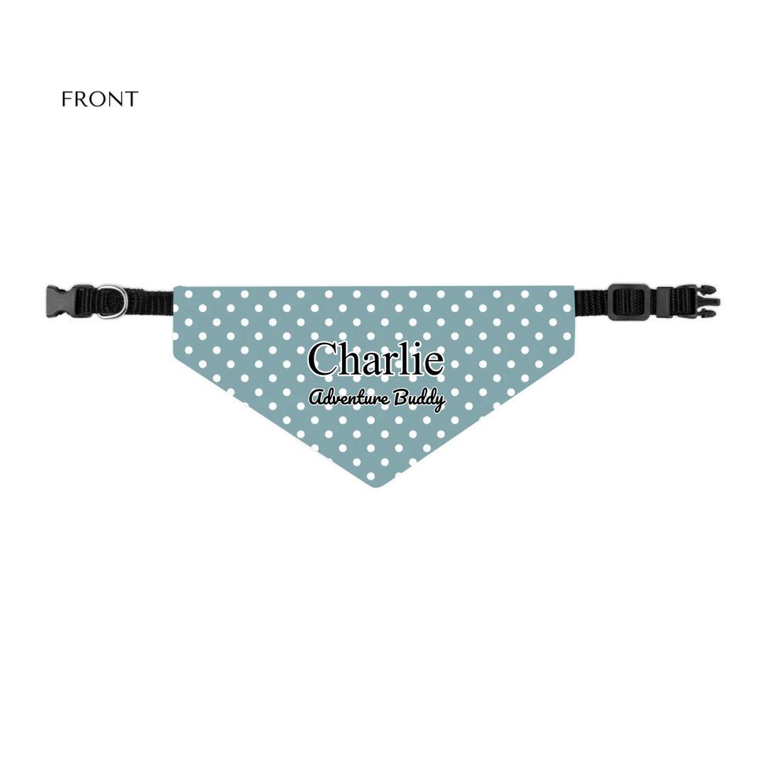 Personalized polka dots pet bandana collar with custom text like a name. Available in different polka dot pattern colors for dogs or cats-ARTFULANE