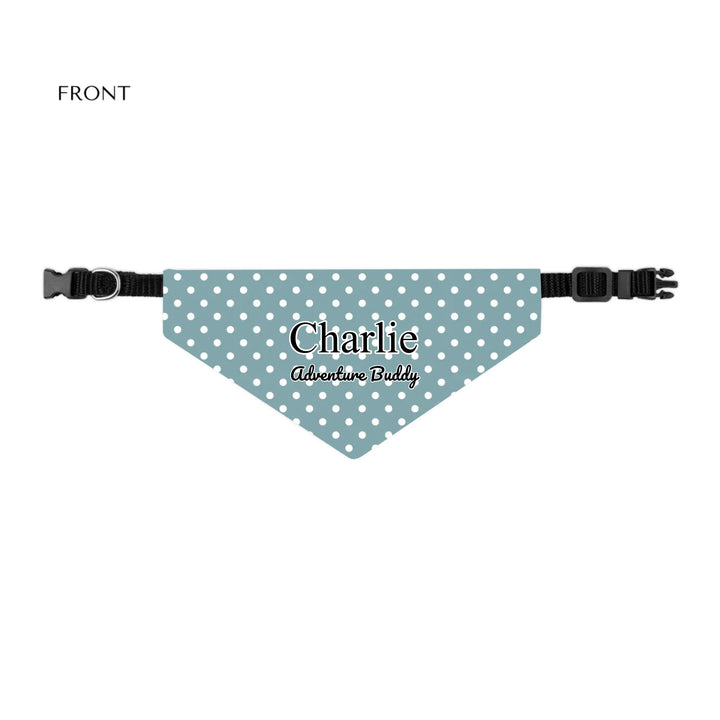 Personalized polka dots pet bandana collar with custom text like a name. Available in different polka dot pattern colors for dogs or cats-ARTFULANE