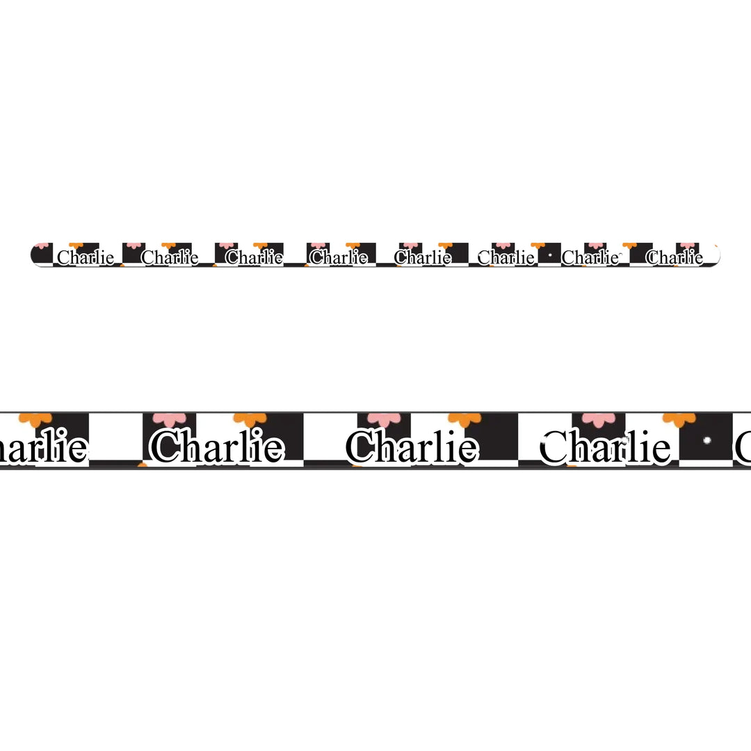 Personalized Retro Groovy pet collar with custom text like a name. Available in different retro groovy pattern colors for dogs or cats-ARTFULANE