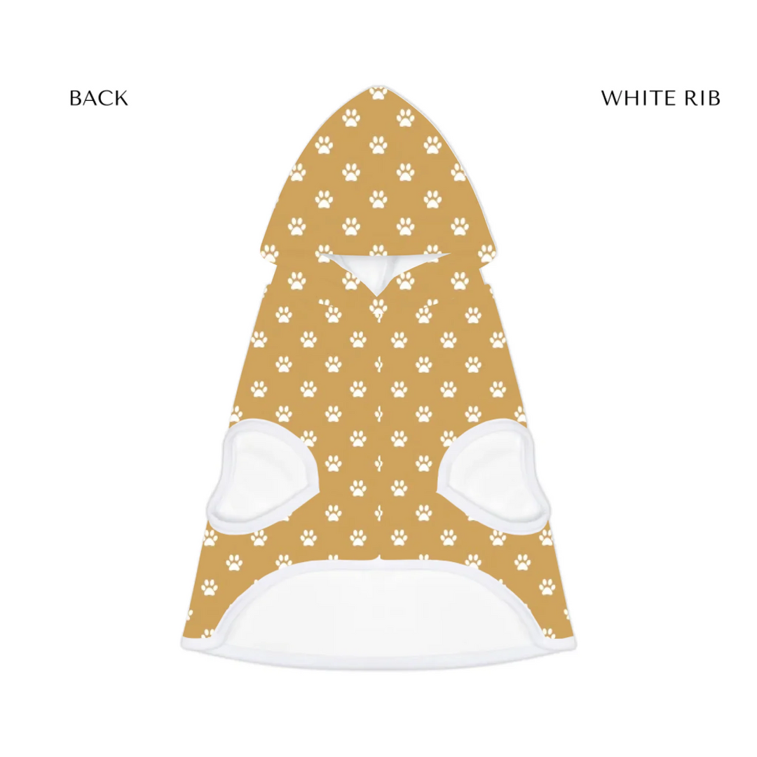 pet hoodie white rib front - Personalized paws print pet hoodie with custom text like a name. Available in different paw print colors for dogs or cats-ARTFULANE
