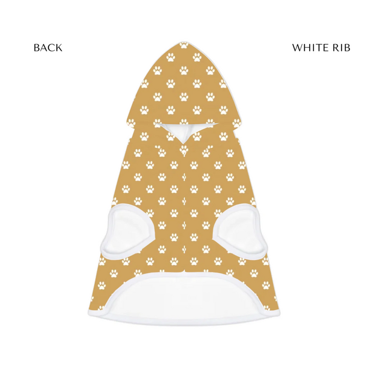 pet hoodie white rib front - Personalized paws print pet hoodie with custom text like a name. Available in different paw print colors for dogs or cats-ARTFULANE