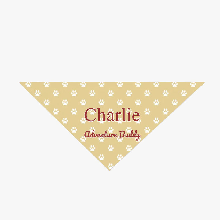 Personalized paws print pet bandana with custom text like a name. Available in different paw print colors for dogs or cats-ARTFULANE