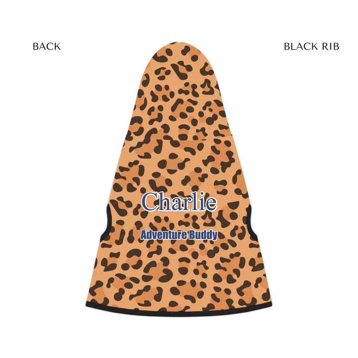 pet hoodie black rib back - Personalized Animal Print (leopard, cow, snake, crocodile, cheetah, dalmatian, giraffe, zebra, tiger, scales) pet hoodie with custom text like a name. Available in different animal print colors for dogs or cats-ARTFULANE