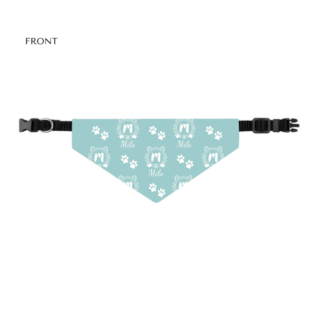 Personalized Monogram Name pet bandana collar with custom text. Available in different monogram styles in any color for dogs or cats-ARTFULANE