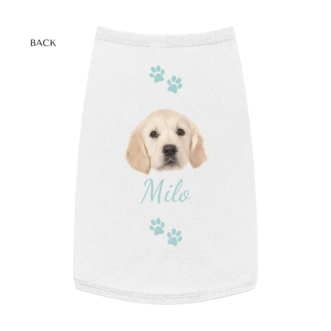 Personalized Photo pet tank top with custom text like a name. Available in different in any color for dogs or cats-ARTFULANE