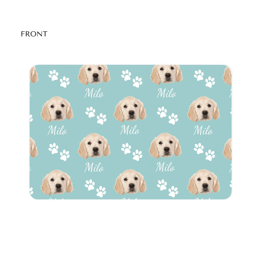 Personalized Photo pet feeding mat with custom text like a name. Available in different in any color for dogs or cats-ARTFULANE