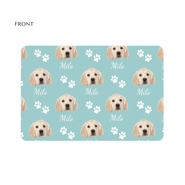 Personalized Photo pet feeding mat with custom text like a name. Available in different in any color for dogs or cats-ARTFULANE