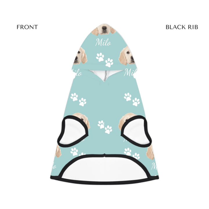 pet hoodie black rib front - Personalized Photo pet hoodie with custom text like a name. Available in different in any color for dogs or cats-ARTFULANE