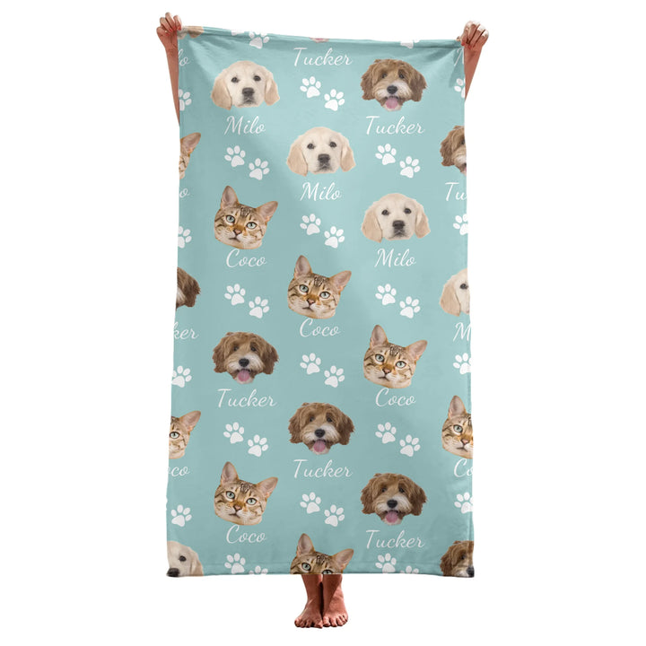 Personalized Photo face cutout pet towel with custom text like a name. Available in any color for dogs or cats-ARTFULANE