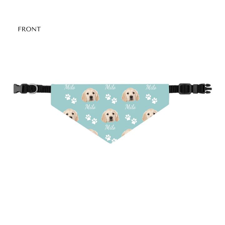 Personalized Photo pet bandana collar with custom text like a name. Available in different in any color for dogs or cats-ARTFULANE