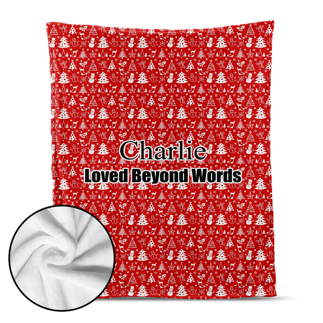 Personalized Christmas pattern pet blanket with custom text like a name. Available in different Christmas print colors for dogs or cats-ARTFULANE