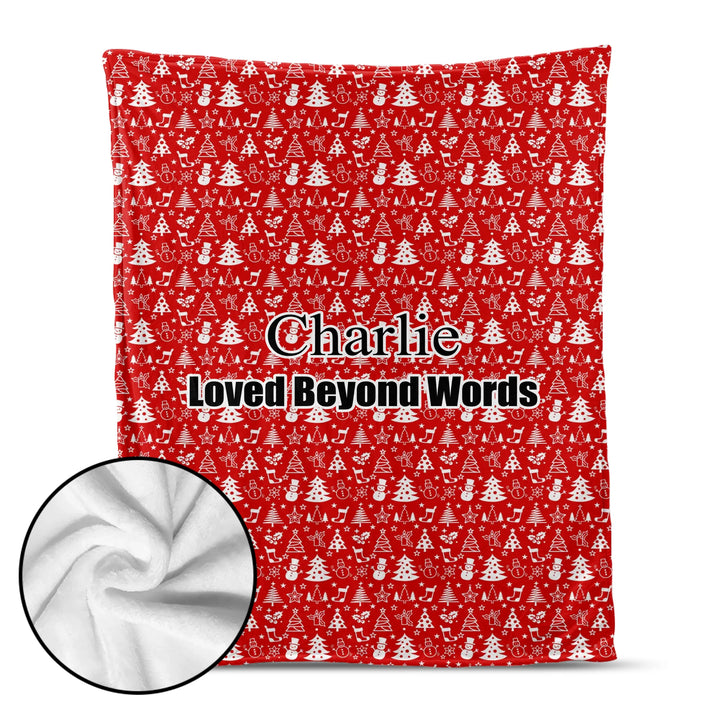 Personalized Christmas pattern pet blanket with custom text like a name. Available in different Christmas print colors for dogs or cats-ARTFULANE