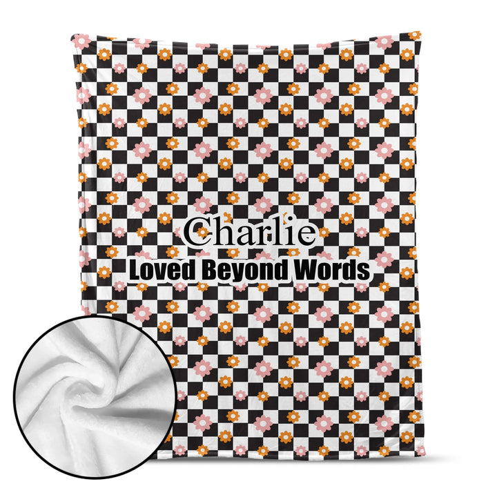 Personalized Retro Groovy pet blanket with custom text like a name. Available in different retro groovy pattern colors for dogs or cats-ARTFULANE