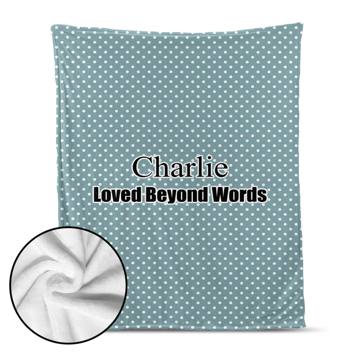 Personalized polka dots pet blanket with custom text like a name. Available in different polka dot pattern colors for dogs or cats-ARTFULANE