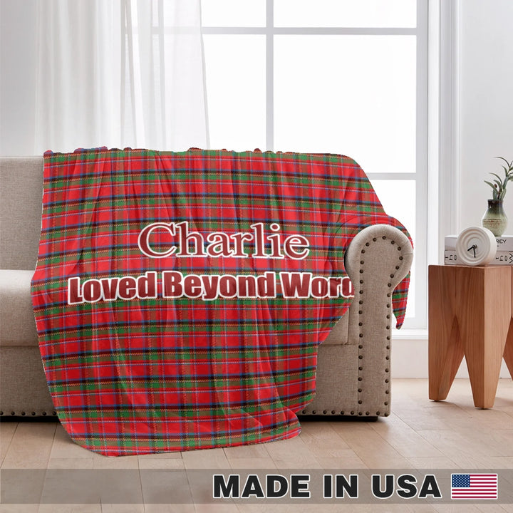 Personalized tartan plaid pet blanket with two lines of custom text. Available in different plaid colors for dogs or cats-ARTFULANE