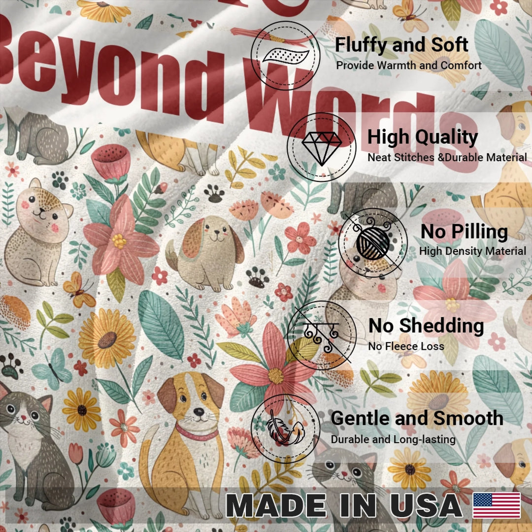 Personalized pet blanket with two lines of custom text and playful pattern; available in 10 colorful designs for dogs or cats-ARTFULANE