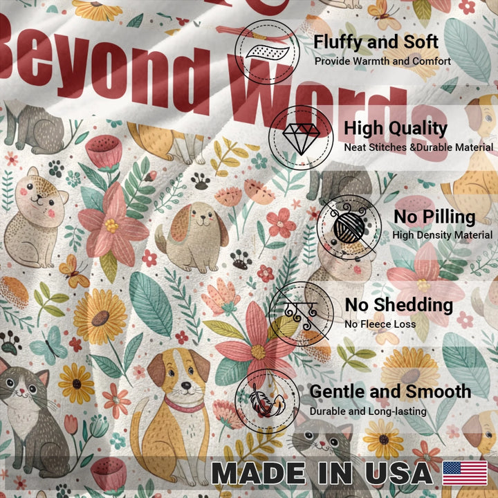 Personalized pet blanket with two lines of custom text and playful pattern; available in 10 colorful designs for dogs or cats-ARTFULANE