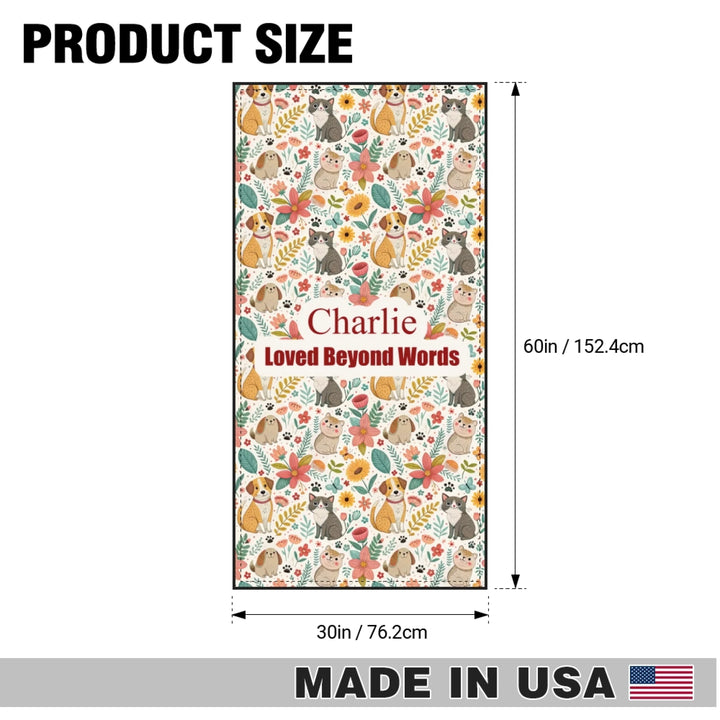 Personalized pet towel with two lines of custom text and playful pattern; available in 10 colorful designs for dogs or cats-ARTFULANE