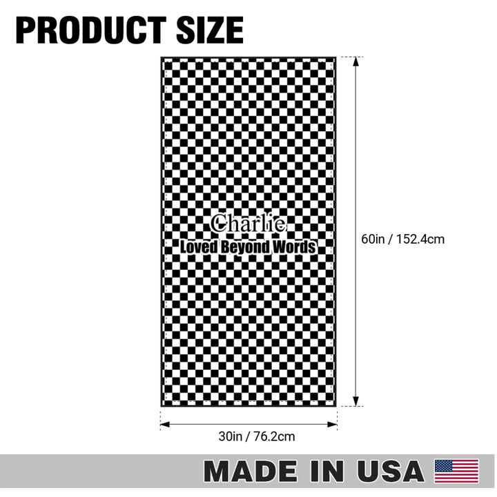 Personalized checkered pet towel with custom text like a name. Available in different checkered colors for dogs or cats-ARTFULANE