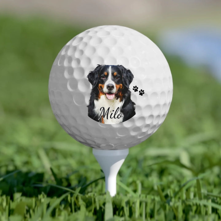 Custom personalized Golf Ball Set of 6 featuring uploaded photo, name, and matching design in any color — premium gift for golf lovers by ARTFULANE