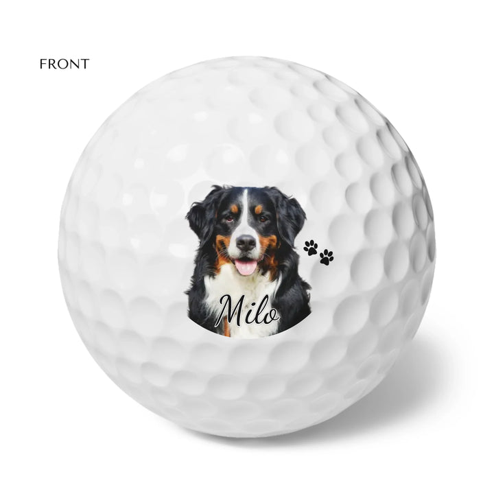 Custom personalized Golf Ball Set of 6 featuring uploaded photo, name, and matching design in any color — premium gift for golf lovers by ARTFULANE