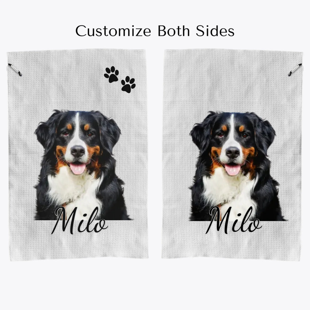 Custom personalized Golf Towel featuring uploaded photo, name, and matching design in any color — premium gift for golf lovers by ARTFULANE