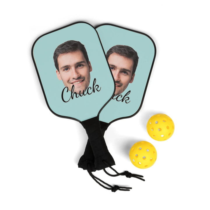 Custom personalized Photo face cutout pickleball kit featuring uploaded photo, name, and matching design in any color — premium gift for sport lovers by ARTFULANE