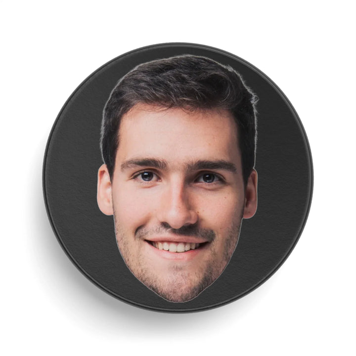 Custom personalized Photo face cutout Hockey Puck featuring uploaded photo, name, and matching design in any color — premium gift for sport lovers by ARTFULANE