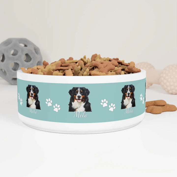 Personalized Photo pet ceramic bowl with custom text like a name. Available in any color for dogs or cats-ARTFULANE