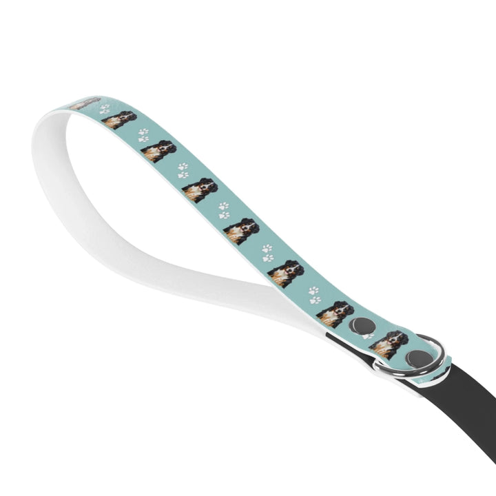 Front of Personalized Photo pet leash with custom text like a name. Available in any color for dogs or cats-ARTFULANE