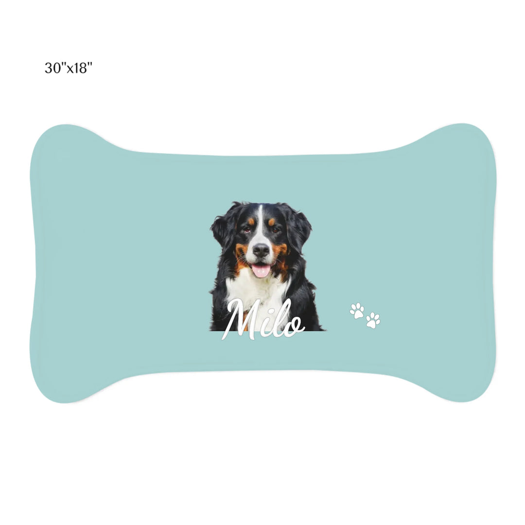 Personalized Photo pet feeding mat with custom text like a name. Available in any color for dogs or cats-ARTFULANE