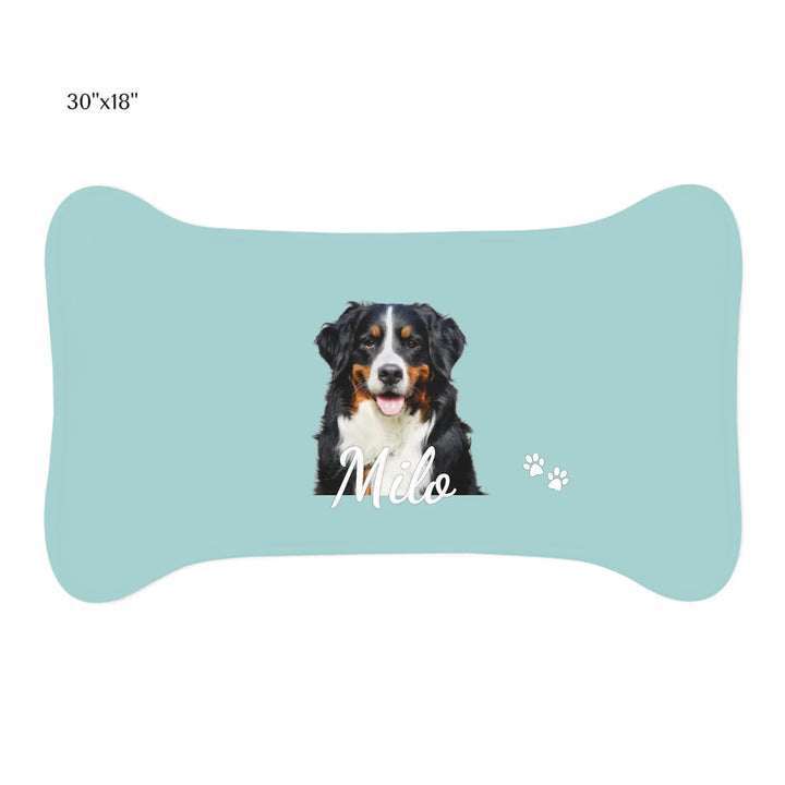Personalized Photo pet feeding mat with custom text like a name. Available in any color for dogs or cats-ARTFULANE