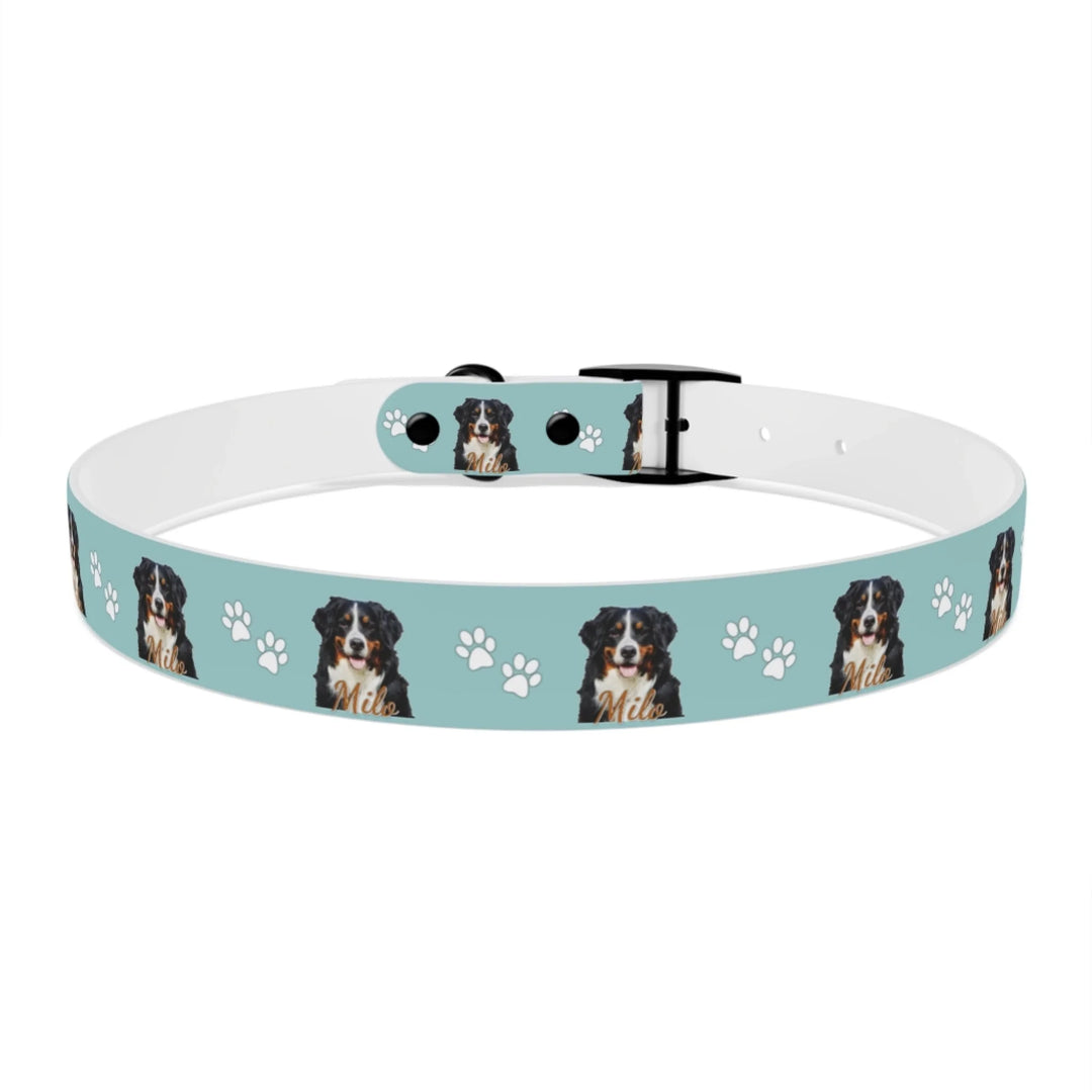 Back of Personalized Photo pet collar with custom text like a name. Available in any color for dogs or cats-ARTFULANE