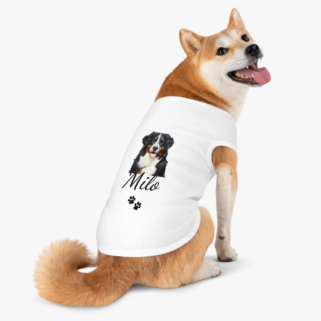 Personalized Photo pet tank top with custom text like a name. Available in any color for dogs or cats-ARTFULANE