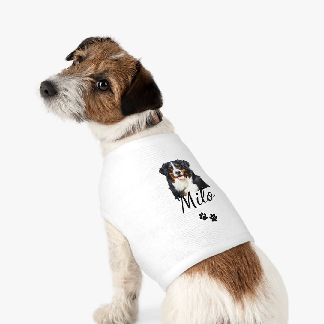 Personalized Photo pet tank top with custom text like a name. Available in any color for dogs or cats-ARTFULANE