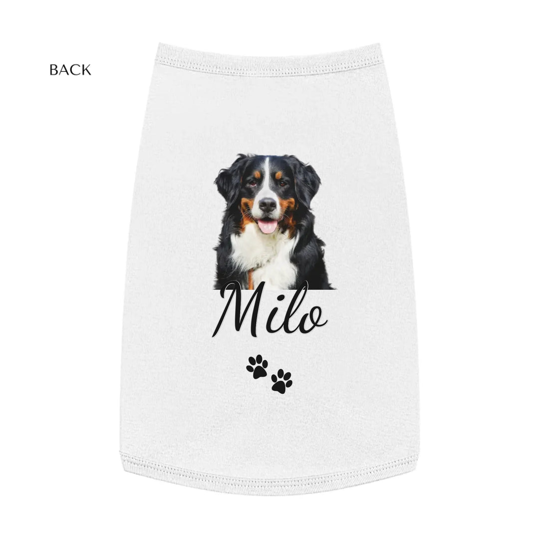 Personalized Photo pet tank top with custom text like a name. Available in any color for dogs or cats-ARTFULANE