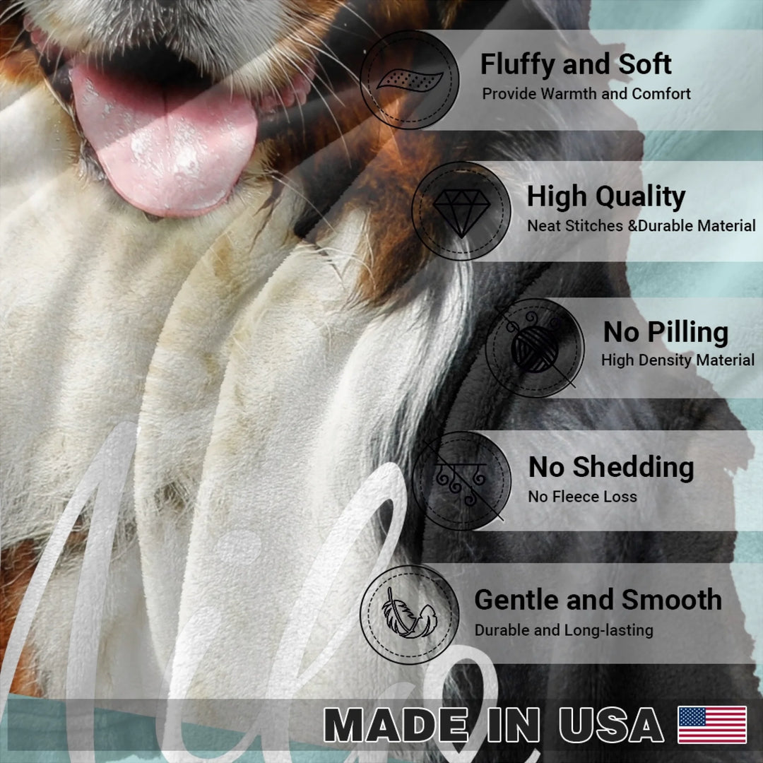 Features of Personalized Photo pet blanket with custom text like a name. Available in any color for dogs or cats-ARTFULANE