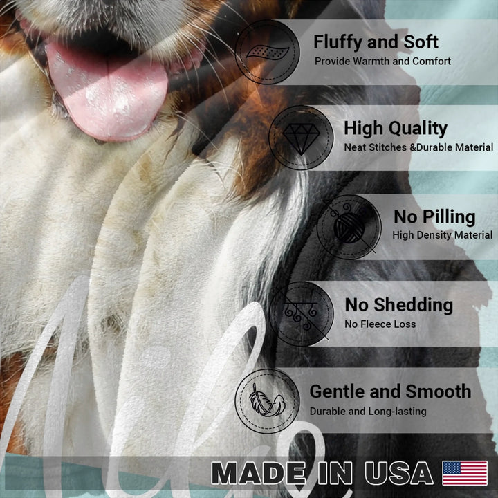 Features of Personalized Photo pet blanket with custom text like a name. Available in any color for dogs or cats-ARTFULANE