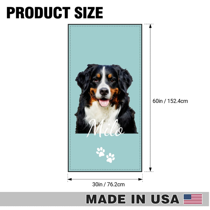 Size chart Personalized Photo pet towel with custom text like a name. Available in any color for dogs or cats-ARTFULANE