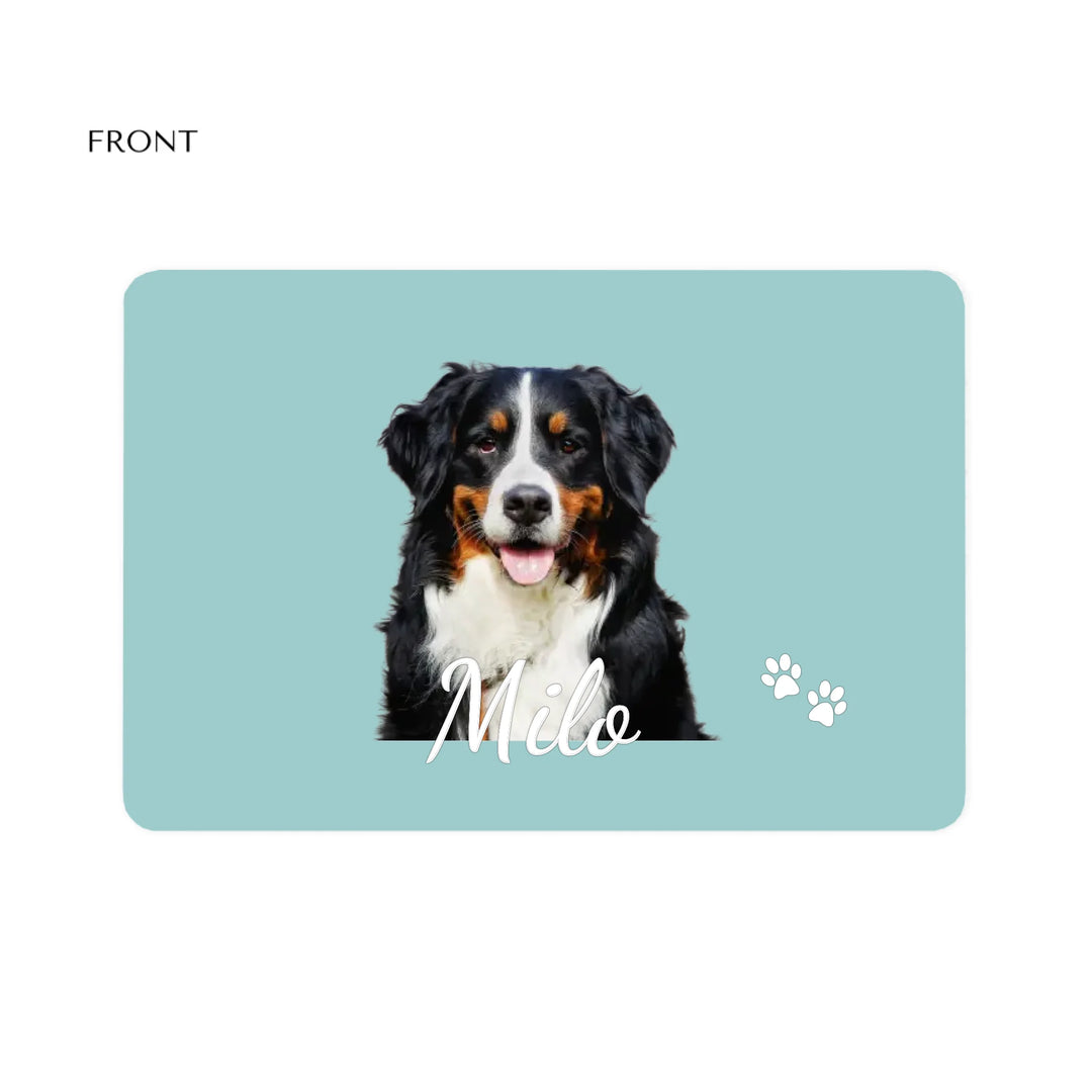 Personalized Photo pet feeding mat with custom text like a name. Available in any color for dogs or cats-ARTFULANE