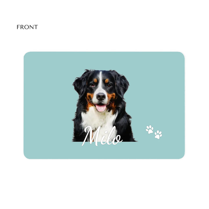 Personalized Photo pet feeding mat with custom text like a name. Available in any color for dogs or cats-ARTFULANE