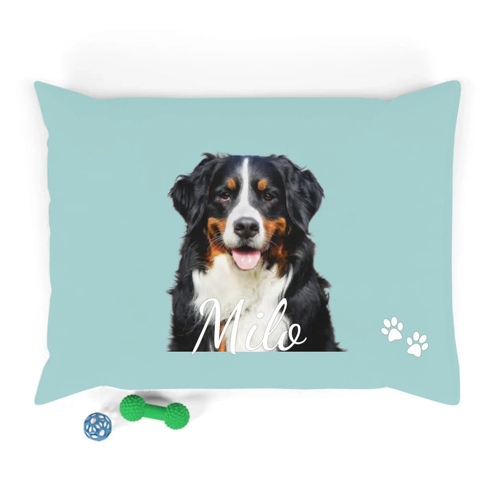 Personalized Photo pet bed with custom text like a name. Available in different in any color for dogs or cats-ARTFULANE