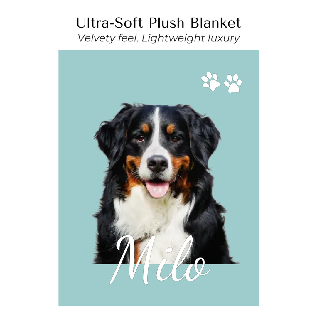 Personalized Photo pet blanket with custom text like a name. Available in any color for dogs or cats-ARTFULANE