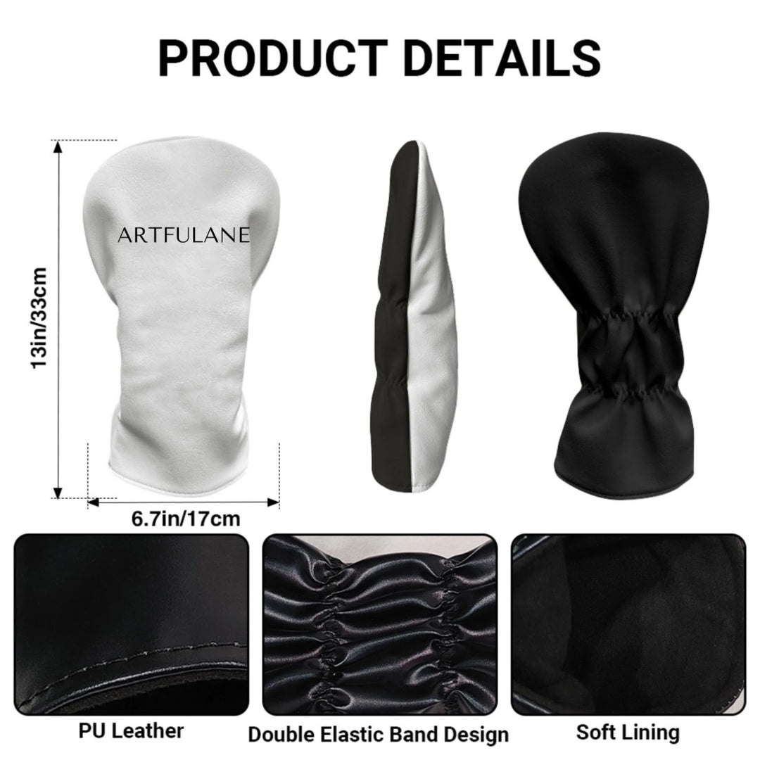Personalized golf club head cover with custom text — add initials, name, or quote in any color and font style — premium gift for golfers by ARTFULANE