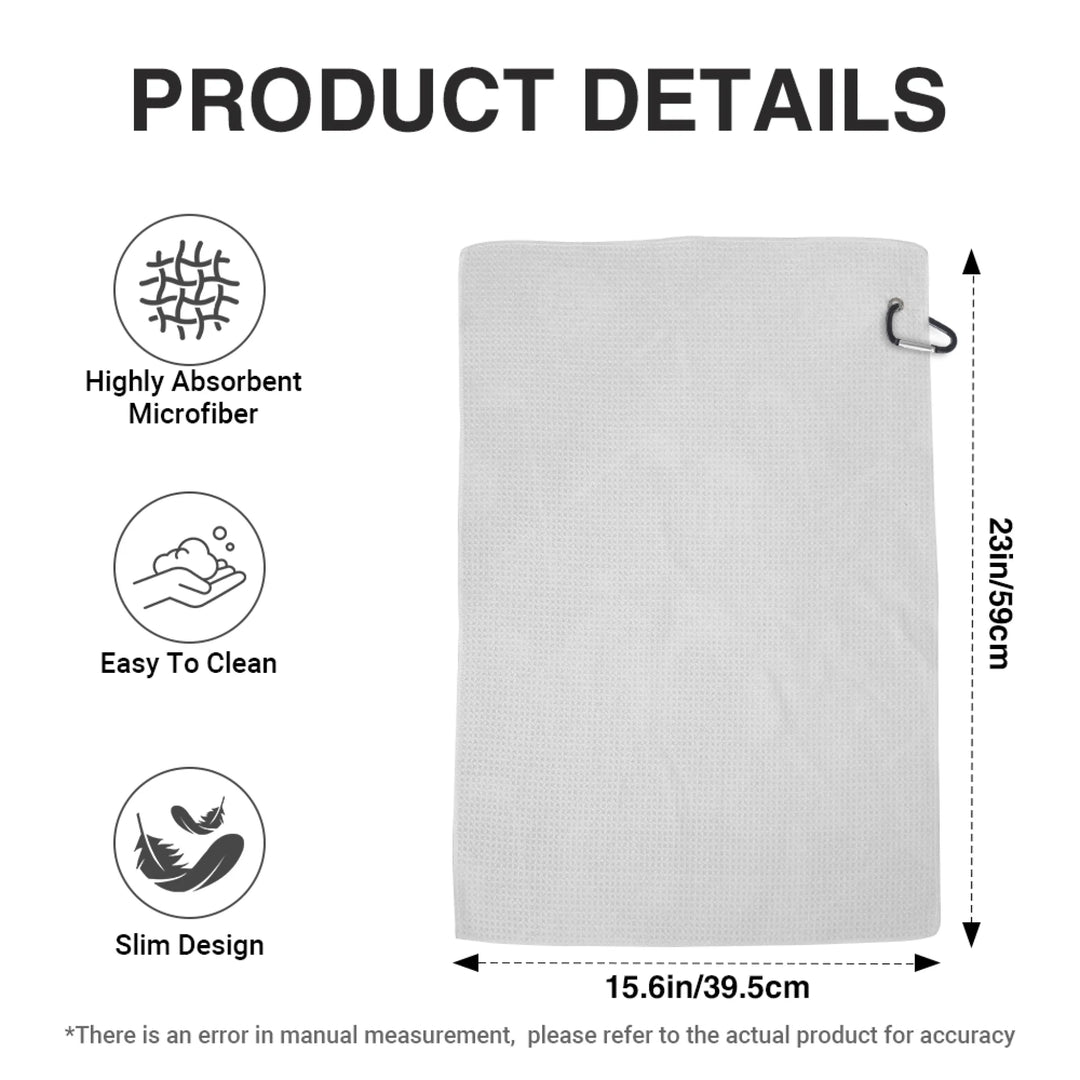 Product details of Personalized golf towels with custom text — add initials, name, or quote in any color and font style — premium gift for golfers by ARTFULANE