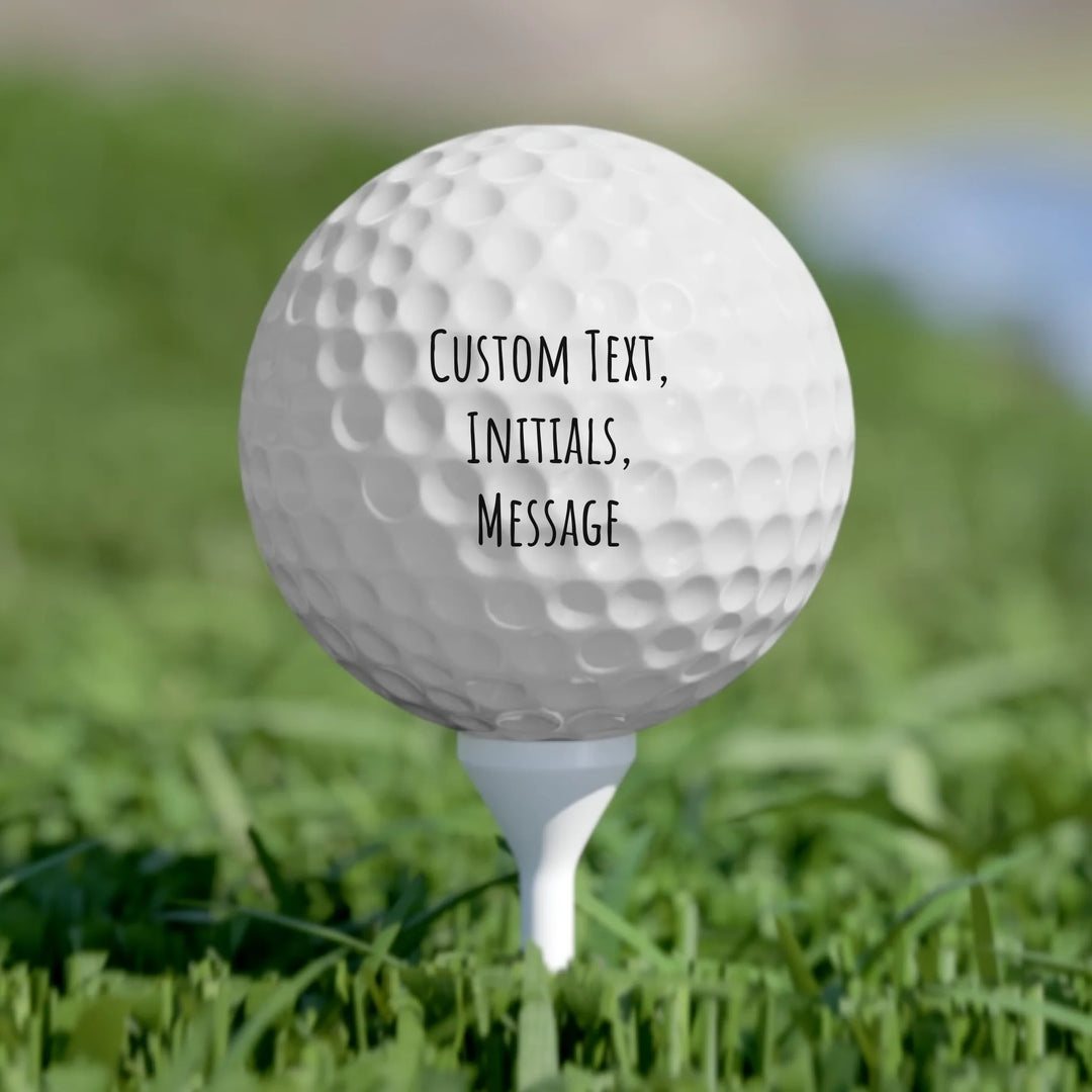 Personalized golf ball set of 6 with custom text — add initials, name, or quote in any color and font style — premium gift for golfers by ARTFULANE