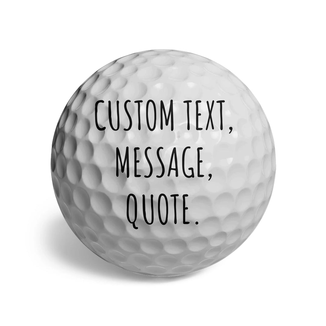Personalized golf balls with custom text — add initials, name, or quote in any color and font style — premium gift for golfers by ARTFULANE