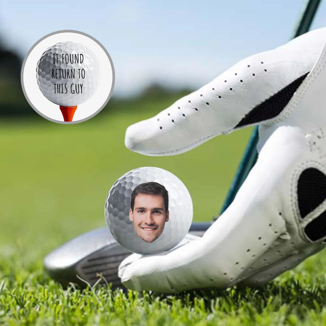 Custom personalized Photo face golf balls featuring uploaded photo, name, custom text, and matching design in any color — premium gift for golf lovers by ARTFULANE
