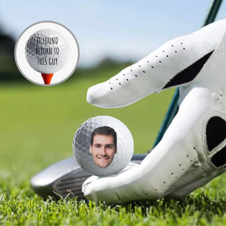 Custom personalized Photo face golf balls featuring uploaded photo, name, custom text, and matching design in any color — premium gift for golf lovers by ARTFULANE