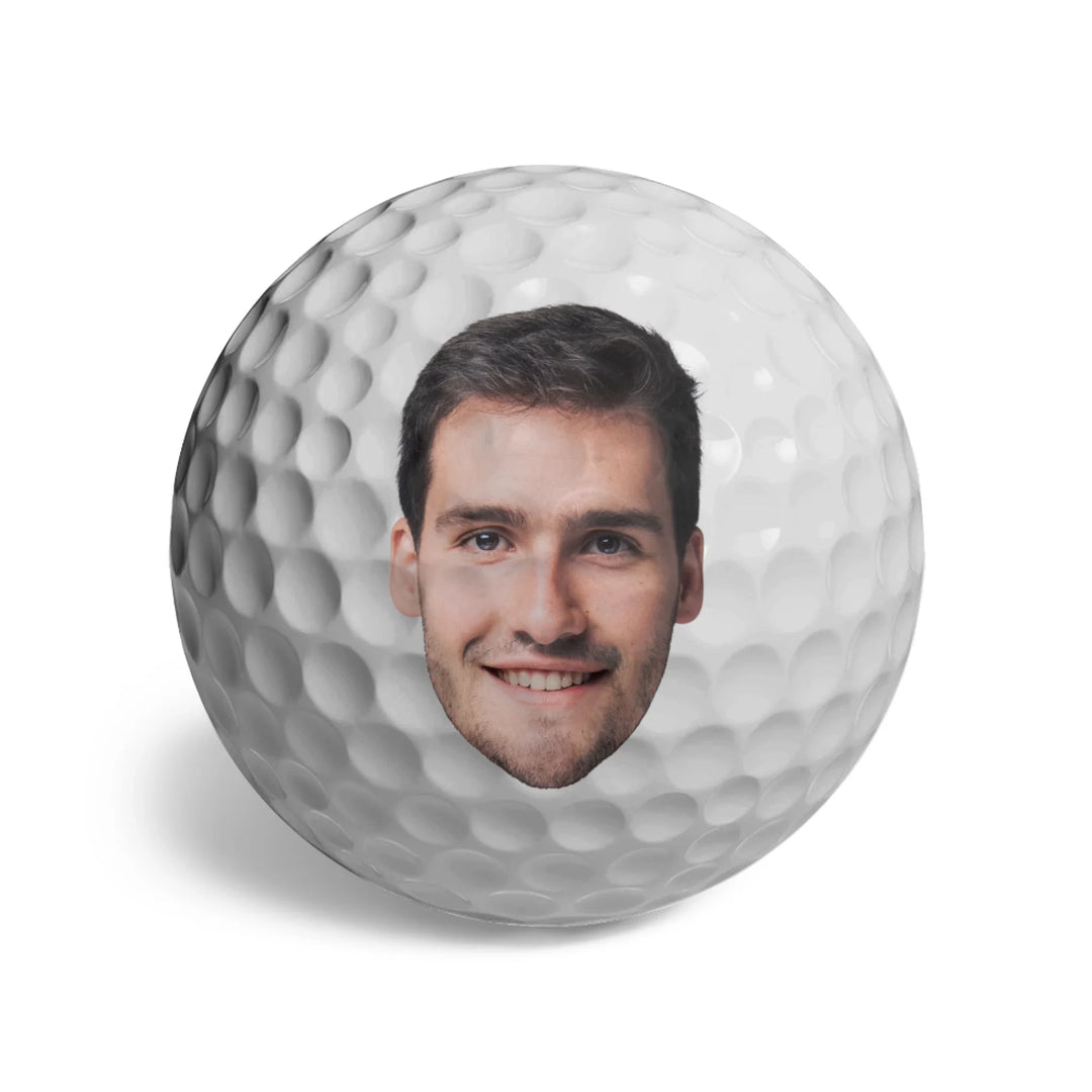 Custom personalized Photo face golf balls featuring uploaded photo, name, custom text, and matching design in any color — premium gift for golf lovers by ARTFULANE